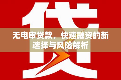 盘县无电审贷款，快速融资的新选择与风险解析