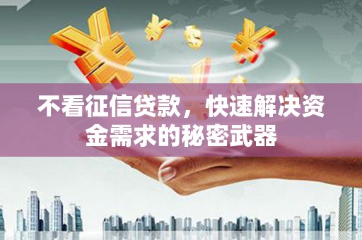 盘县不看征信贷款，快速解决资金需求的秘密武器