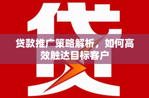 盘县贷款推广策略解析，如何高效触达目标客户