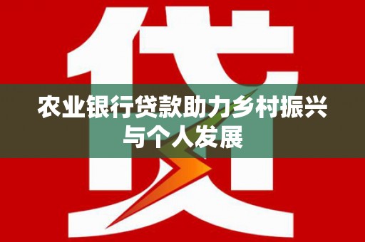 盘县农业银行贷款助力乡村振兴与个人发展