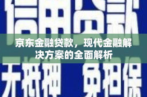 盘县京东金融贷款，现代金融解决方案的全面解析