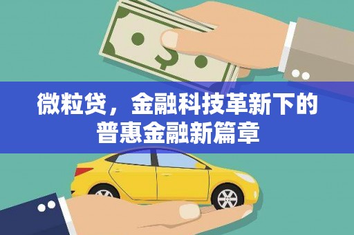盘县微粒贷，金融科技革新下的普惠金融新篇章